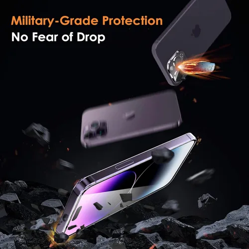 Vista 3 de YMHML - Paquete de 3 protectores de pantalla para iPhone 14 Pro con 3 protectores de lente de cámara, protector de pantalla completo de vidrio
