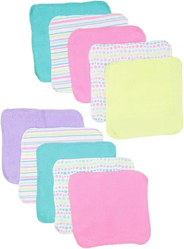 Vista 3 de Spasilk Juego de toallitas para niños y niñas recién nacidos, juego de toallas de rizo suave, paquete de 10, burbujas aguamarina, (010-1201)