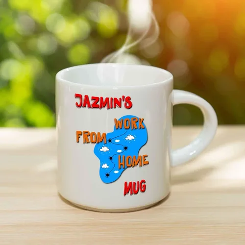 Vista 3 de Jazmin's Coffee Mug - Personalized Ceramic Work From Home WFH Cup with Name, Custom Mug, Customized Birthday/Christmas Gift, Holiday Present, 11 Oz