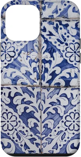 Vista 16 de Azulejos de patrón portugués - Funda azul y blanca floral para iPhone 17