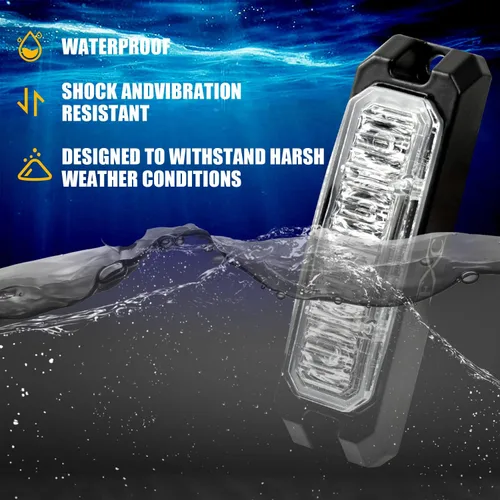 Vista 3 de Purishion - Luz estroboscópica con 4 luces LED color ámbar, impermeable, para barra de precaución, 10 patrones intermitentes, apto para automóvil