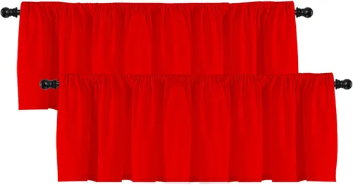 Vista 7 de 2 paneles de cenefas de cortina de color verde navideño para ventanas de cocina, cortinas cortas para ventanas de cocina, baño, lavandería