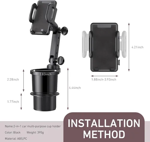 Vista 2 de Soporte para teléfono con soporte para tazas, soporte de expansor ajustable, soporte multifuncional de rotación de 360 grados, adecuado