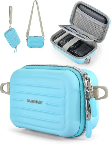 Vista 14 de BAGSMART Funda para cámara digital, bolsa pequeña para cámara con 2 formas Rosa bebé