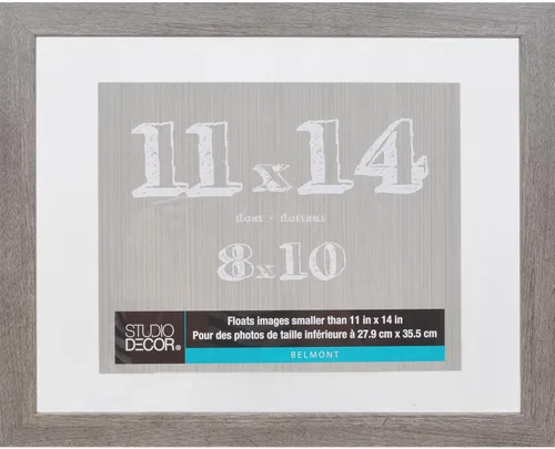 Vista 2 de Studio Decor Belmont - Marco flotante gris de 8 x 10 pulgadas, accesorios para colgar, pantalla horizontal o vertical, MDF, 1 paquete