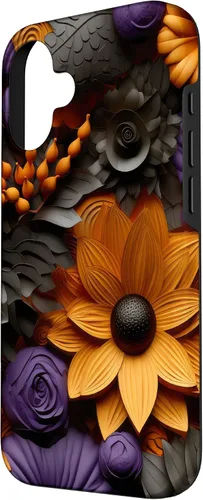 Vista 2 de iPhone 16 Halloween Flores Otoño Calabazas Caso