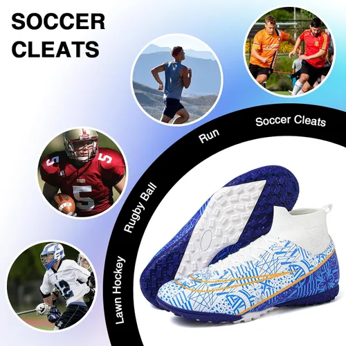 Vista 7 de ASoftLand Tacos de fútbol para hombre y mujer, tacos de fútbol para niño grande AGFG