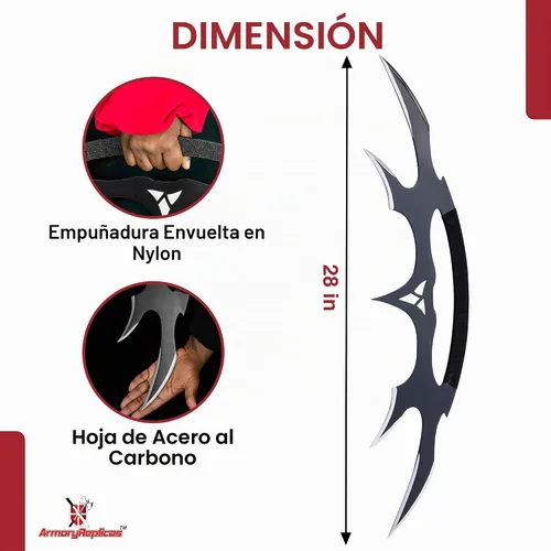 Vista 2 de Armory Replicas™ - Star Sword of Kahless Bat'Leth - Hoja de acero al carbono, envoltura de mango de nailon Negro