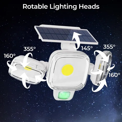 Vista 8 de CINOTON Luces solares con sensor de movimiento para exteriores, luces de seguridad LED con 3 modos y control remoto, IP65 impermeables, alimentadas