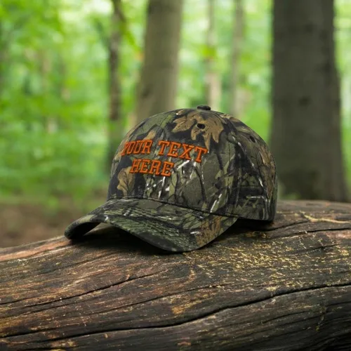Vista 3 de Gorra de béisbol de camuflaje con texto personalizable, gorras de caza/papá para hombres y mujeres
