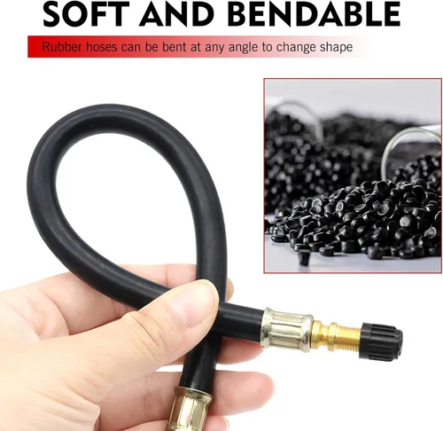 Vista 3 de 2 extensores de vástago de válvula de neumático, extensión de vástago de válvula de goma flexible de 7.87 pulgadas, universal para automóviles