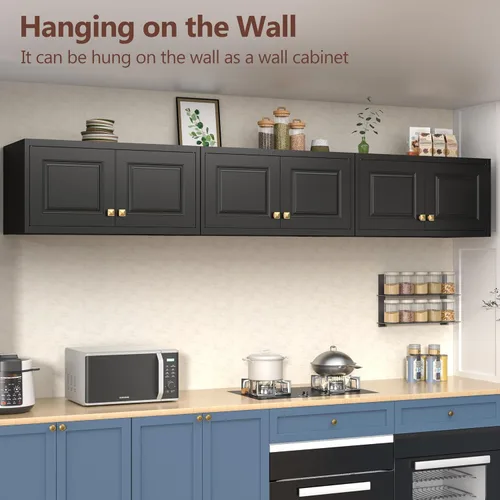 Vista 3 de Polup Armario de pared con puertas, gabinete de almacenamiento de metal para almacenamiento de cocina, gabinete superior pequeño, para comedor, sala