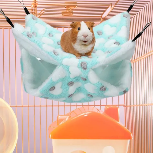 Vista 3 de Boao 2 piezas Hamaca para conejillo de indias y rata, Hamaca colgante para conejillo de indias, hámster, hurón, Accesorios para animales pequeños