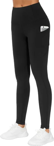 Vista 2 de THE GYM PEOPLE - Pantalones de yoga gruesos de cintura alta para mujer con bolsillos y control de abdomen calzas para entrenar y correr