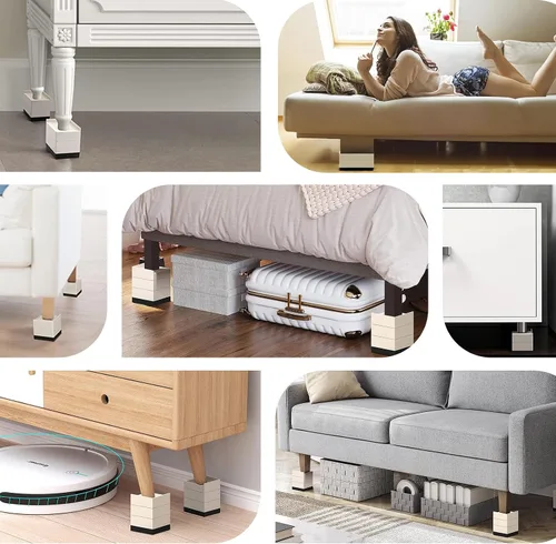 Vista 7 de ANNKUT Elevadores de Cama de 1.5 pulgadas, Bloques Elevadores Cuadrados Ajustables para Cama, Sofá, Mesa y Elevación de Sofá, Soporte de Trabajo