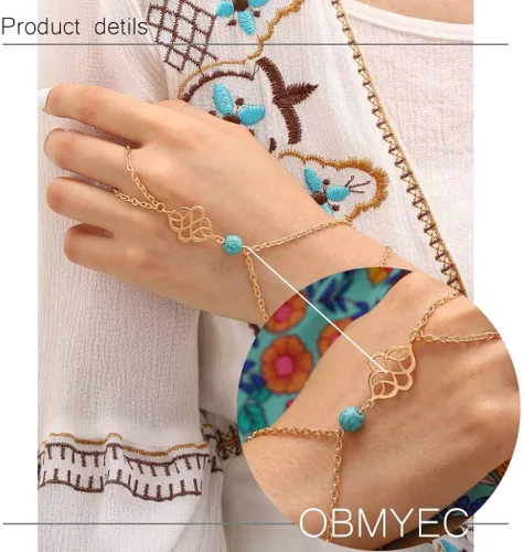 Vista 5 de Obmyec - Pulsera para mujer, diseño bohemio, color turquesa