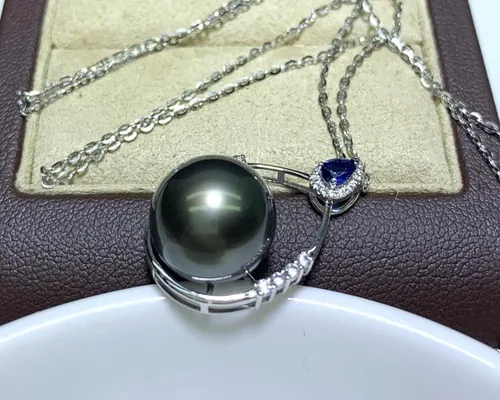 Vista 5 de Nonnyl Gifts for Wife -Tahitian BlackFreshwater Cultured Pearl Necklace for Women-Anniversary Birthday Mothers Day Valentines Day Christmas- Fine