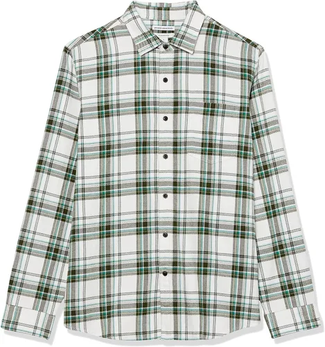 Vista 87 de Amazon Essentials Camisas de franela de manga larga para hombre, corte ajustado, a cuadros con botones