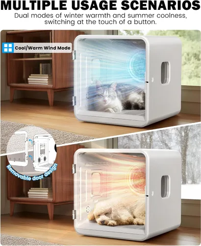 Vista 8 de PETNF - Caja secadora para mascotas para gatos y perros pequeños, cámara de secado automático de 70 litros con funcionamiento silencioso, flujo