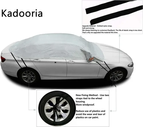 Vista 2 de Safe View Cubierta de Medio Coche Superior Impermeable/Resistente al Viento/A Prueba de Polvo/Cubierta de Parabrisas Nieve Invierno Verano (Sedan 3L)