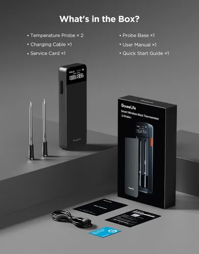 Vista 9 de GoveeLife Termómetro inalámbrico Bluetooth para carne con 2 sondas, base digital independiente, WiFi de alcance ilimitado, precisión de ±1.8℉, IP68