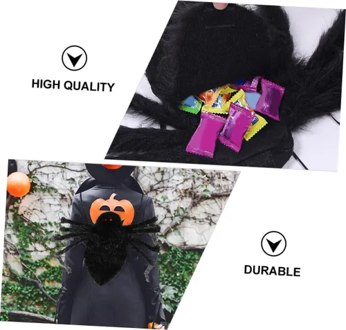 Vista 9 de Mochila de Halloween para niños y niñas, bolsa decorativa de araña, juguete gigante de felpa, color negro, 1 unidad, Negro -, Centímetro