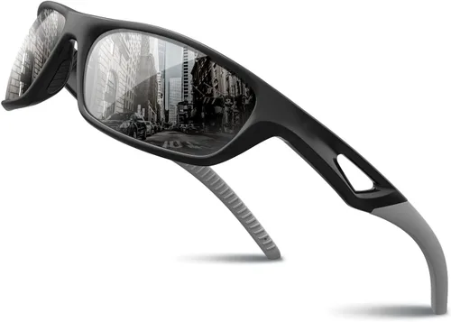 Vista 11 de RIVBOS Polarized Sports Sunglasses UV400 for Driving Cycling Fishing RB831 TR90 lightweight frame for cycling, baseball, running, driving and Negro