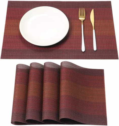 Vista 8 de HeloHo Juego de 4 manteles individuales de rejilla blanca y negra, lavables, de vinilo, lavables, para cocina, comedor, decoración de mesa