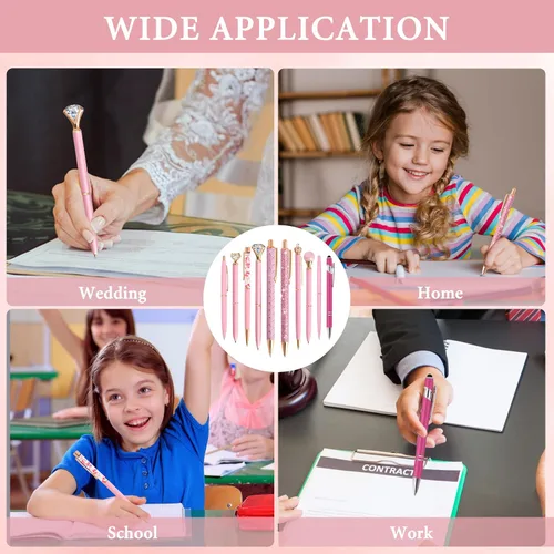 Vista 5 de DAIKOYE Juego de 10 Bolígrafos Favores de Fiesta para Niños Regalos Rosados Bolígrafos Rosados para Mujeres Niñas Suministros de Oficina Suministros