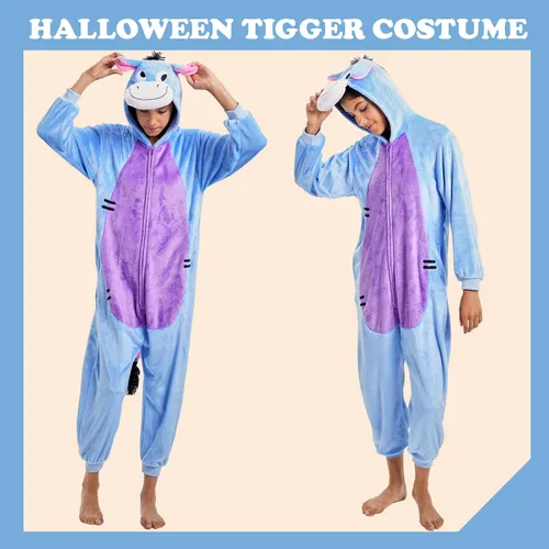 Vista 4 de Pijama de una pieza para adultos, unisex, animal, disfraz de dibujos animados, cosplay, ropa de dormir, ropa de dormir para hombres y mujeres