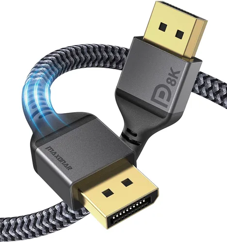 Vista 14 de Maxonar Cable DisplayPort 2.1 Certificado VESA, Cable DisplayPort 16K 2.1 Soporta 80Gbps, 16K@60Hz, 10K@60Hz, 8K@60Hz, 4K@165Hz, HDR, HDCP 2.2, 3D