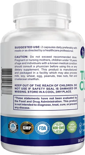 Vista 6 de Turmeric Curcumin Supplement 1500mg – 95% Curcuminoids with 10mg BioPerine Black Pepper – High Absorption Antioxidant Support – Made in USA – 60 Veg