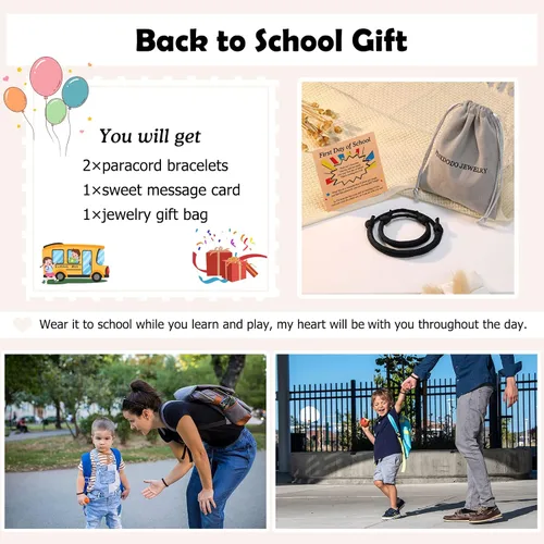 Vista 5 de PINKDODO Pulsera para el primer día de escuela, regalos de regreso a clases, pulseras para mamá e hijo
