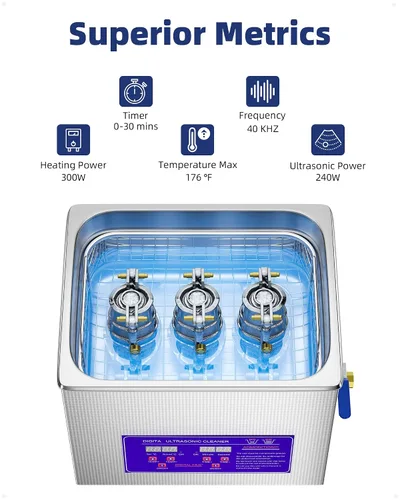 Vista 2 de Limpiador ultrasónico comercial 10L, máquina profesional de limpieza ultrasónica para piezas industriales Piezas automotrices y marinas Instrumentos