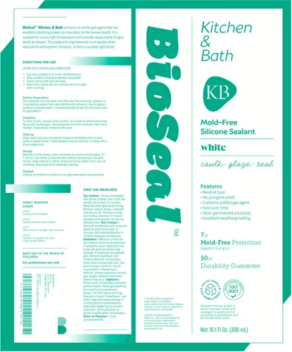 Vista 3 de White BioSeal - Calafateo sellador 100% silicona para cocina y baño, resistente al agua y sin olor, cartucho de 10.1 onzas, color blanco