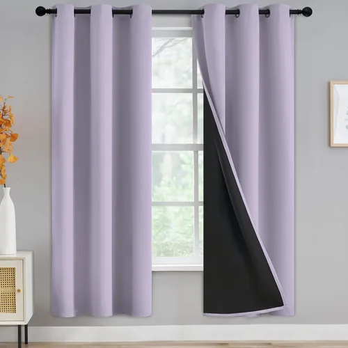 Vista 81 de Yakamok Cortinas negras, cortinas de ventana con aislamiento térmico y eficiencia energética para dormitorio, cortinas opacas completas y cortinas