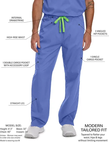 Vista 2 de Landau Proflex 2104 - Pantalones médicos unisex a medida, elásticos, cómodos, elásticos, paquete de 6