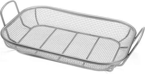 Vista 6 de Outset Cesta de malla para asar con asas, antiadherente, poco profunda, 12 "x 15" x 3