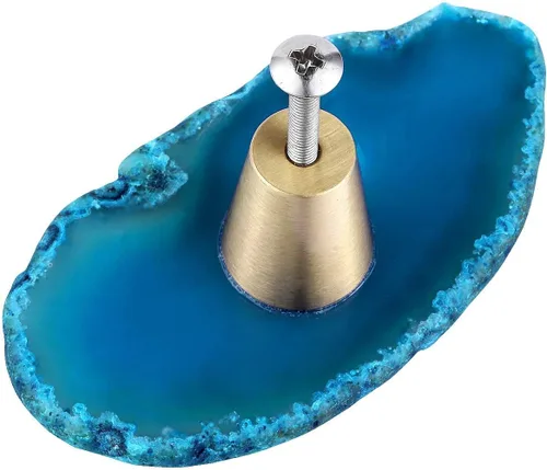 Vista 5 de rockcloud Paquete de 4 tiradores de puerta de armario de ágata azul, 10 piezas multicolor de ágata