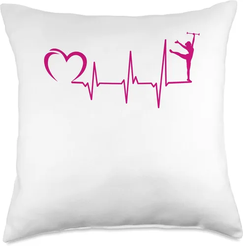 Vista 4 de Awesome Gymnasts heartbeat dance baton twirler Throw Pillow