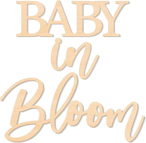 Vista 9 de Baby in Bloom - Decoraciones de madera para baby shower, letrero de madera para decoración de pared de bricolaje, telón de fondo de revelación