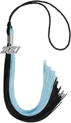 Vista 237 de Endea Graduation Borla de doble color con gota de fecha plateada (negro/oro antiguo, 2025)