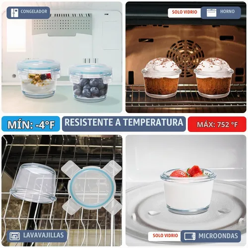 Vista 6 de Juego de 6 recipientes pequeños de vidrio para alimentos, reutilizables, herméticos, a prueba de fugas, mini recipientes de almacenamiento