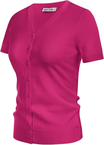 Vista 2 de GRACE KARIN Suéter de manga larga con botones para mujer, cárdigan de punto clásico con cuello en V