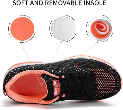 Vista 4 de Lamincoa - Tenis para correr para mujer, de malla con cojín de aire, ligeras, para deportes, transpirables, fáciles de caminar, tenis