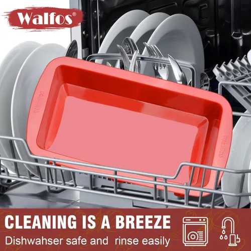 Vista 6 de Walfos Molde de silicona para pan, 9 x 5 pulgadas, antiadherentes, para hornear, juego de 2, perfecto para pan, pastel, pastel de carne, apto