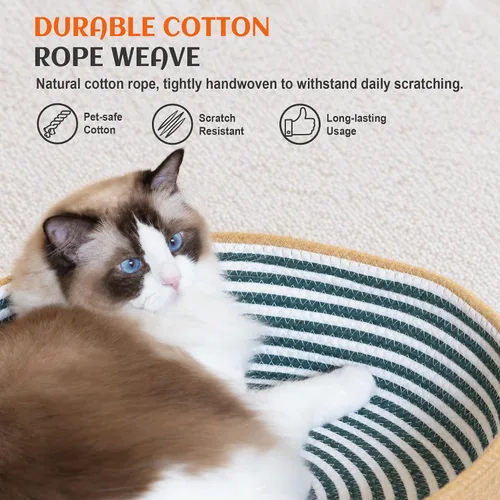 Vista 5 de PETKARAY Cama tejida a mano para gatos con cojín lavable para gatos