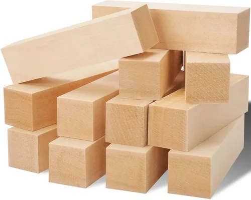 Vista 10 de Kit de bloques de tallado de tilo sin terminar, paquete de 12 bloques rectangulares de madera para tallar, manualidades y tallado para adultos 12