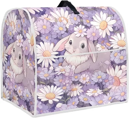 Vista 30 de UNICEU Protector de cubierta de batidora de soporte de cocina con estampado retro de mariposa de girasol, con mango superior, cubierta de polvo