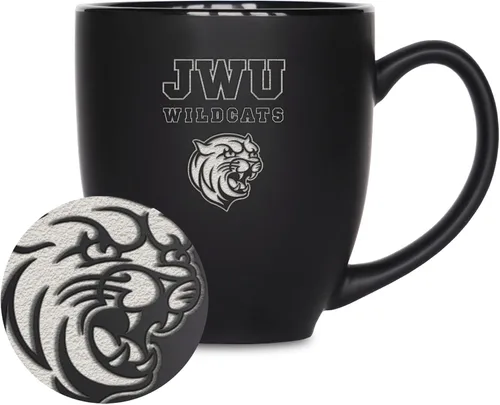 Vista 404 de Rico Industries - Taza de cerámica mate negra con grabado láser estándar de 15oz para NCAA (escuelas T & U) - Para bebidas calientes o frías